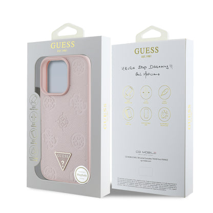 Funda Guess Peony MGSF Triángulo para iPhone 16 Pro – Rosa Elegante