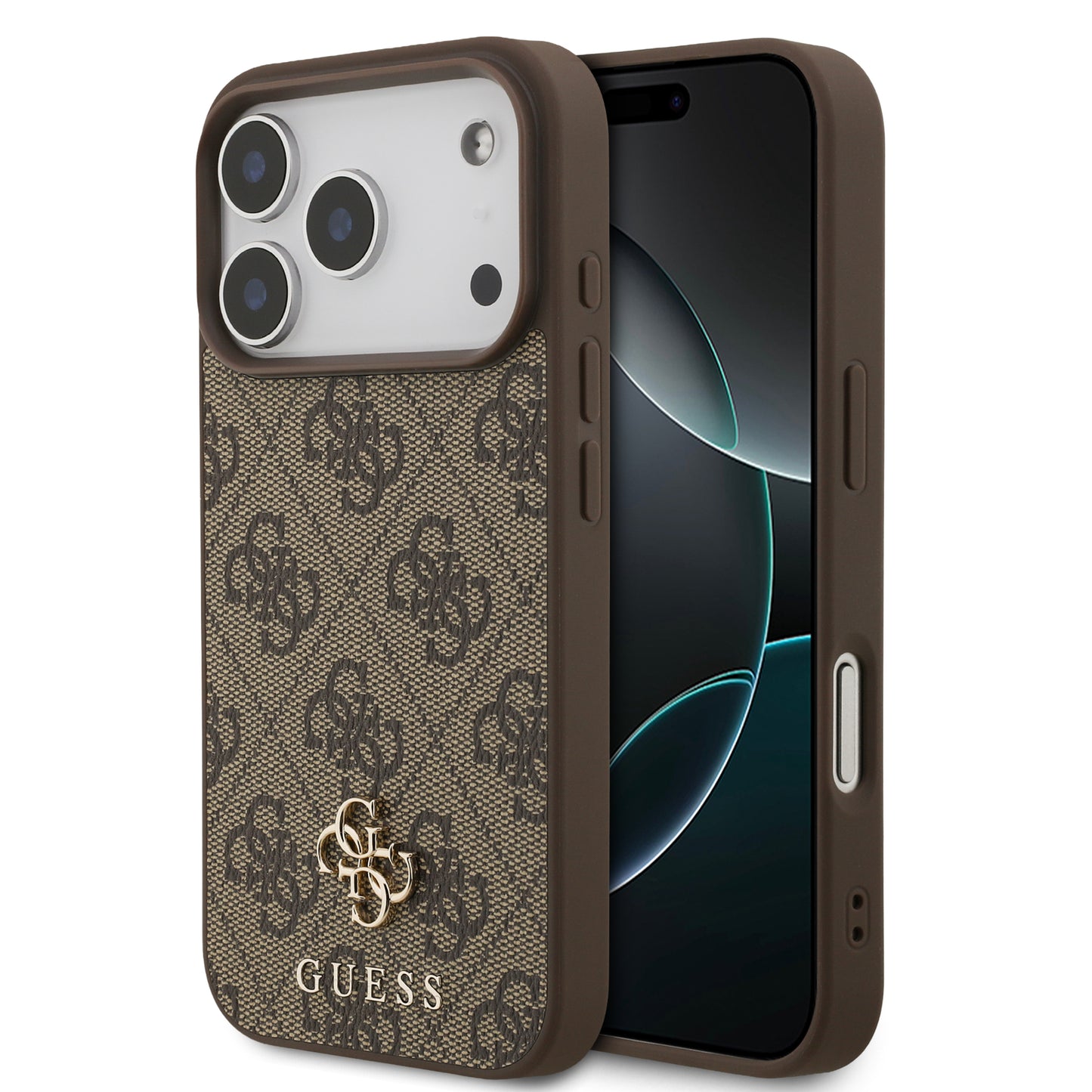 Funda Guess MagSafe de Piel Café con Logotipos 4G Small para iPhone 17 Pro | Case Original de Lujo