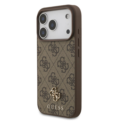 Funda Guess MagSafe de Piel Café con Logotipos 4G Small para iPhone 17 Pro | Case Original de Lujo