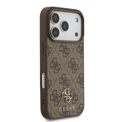Funda Guess MagSafe de Piel Café con Logotipos 4G Small para iPhone 17 Pro | Case Original de Lujo