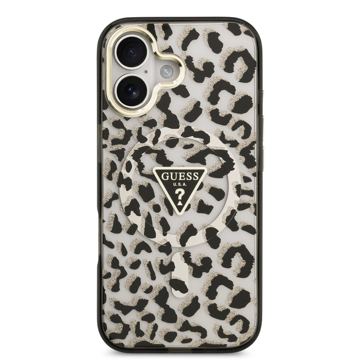 Funda Guess Original iPhone 17 Leopard Logo Triangulo