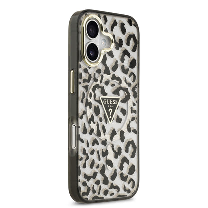 Funda Guess para iPhone 17 Leopard Glitter Edition con Logo Triangular
