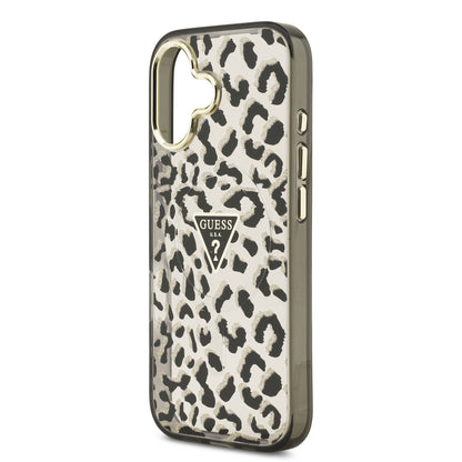Funda Guess para iPhone 17 Leopard Glitter Edition con Logo Triangular