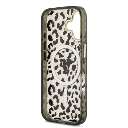 Funda Guess para iPhone 17 Leopard Glitter Edition con Logo Triangular
