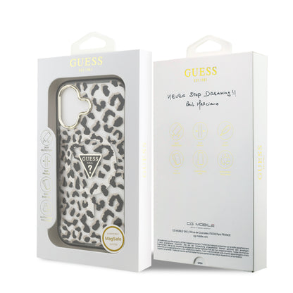Funda Guess para iPhone 17 Leopard Glitter Edition con Logo Triangular