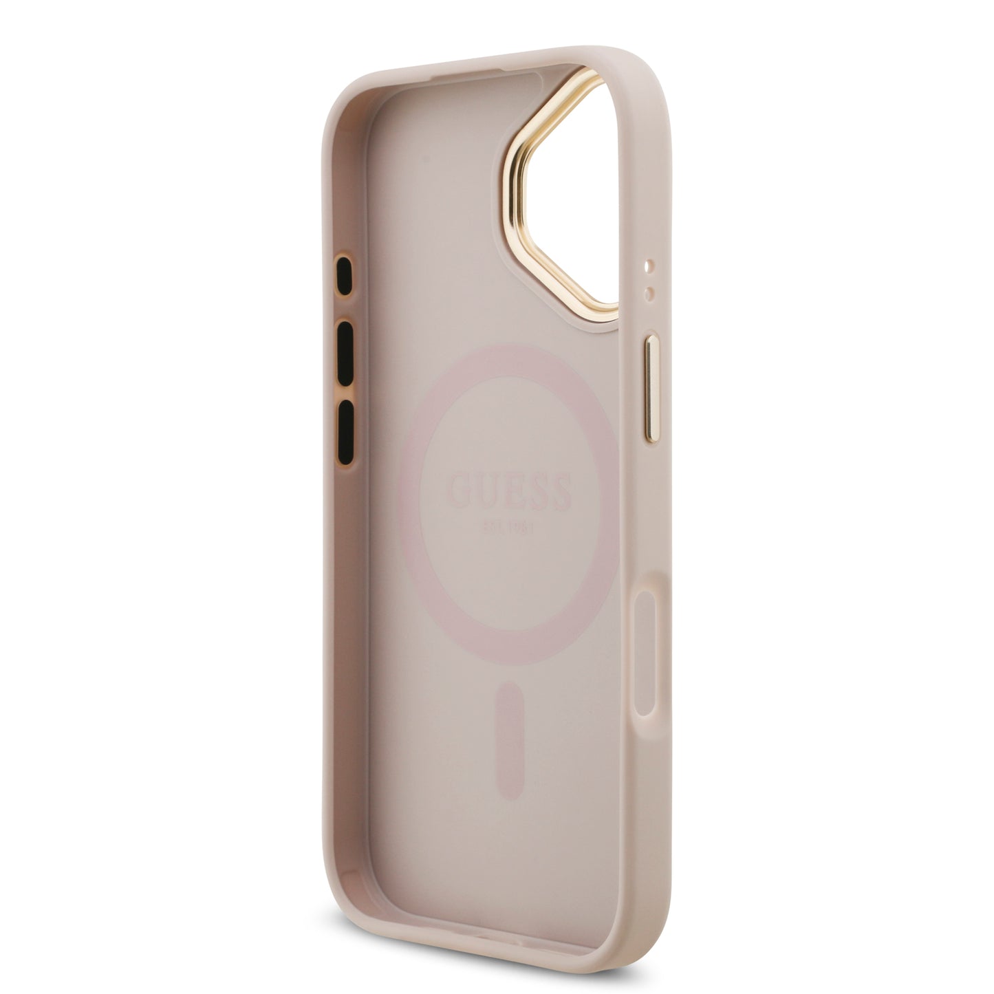 Funda Guess para iPhone 17 Rosa – Diseño 4G Leather Metal Hardware