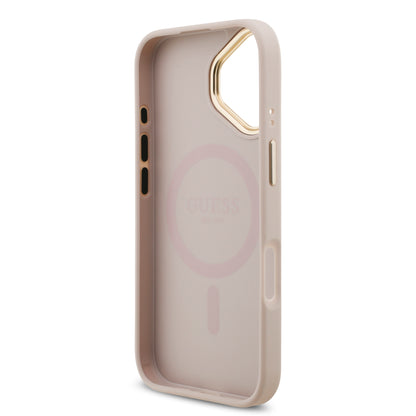 Funda Guess para iPhone 17 Rosa – Diseño 4G Leather Metal Hardware