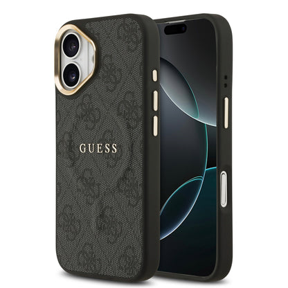 Funda Guess MagSafe de Piel Negra con Patrón 4G Classic para iPhone 17 | Case Original de Lujo
