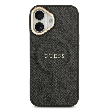 Funda Guess MagSafe de Piel Negra con Patrón 4G Classic para iPhone 17 | Case Original de Lujo