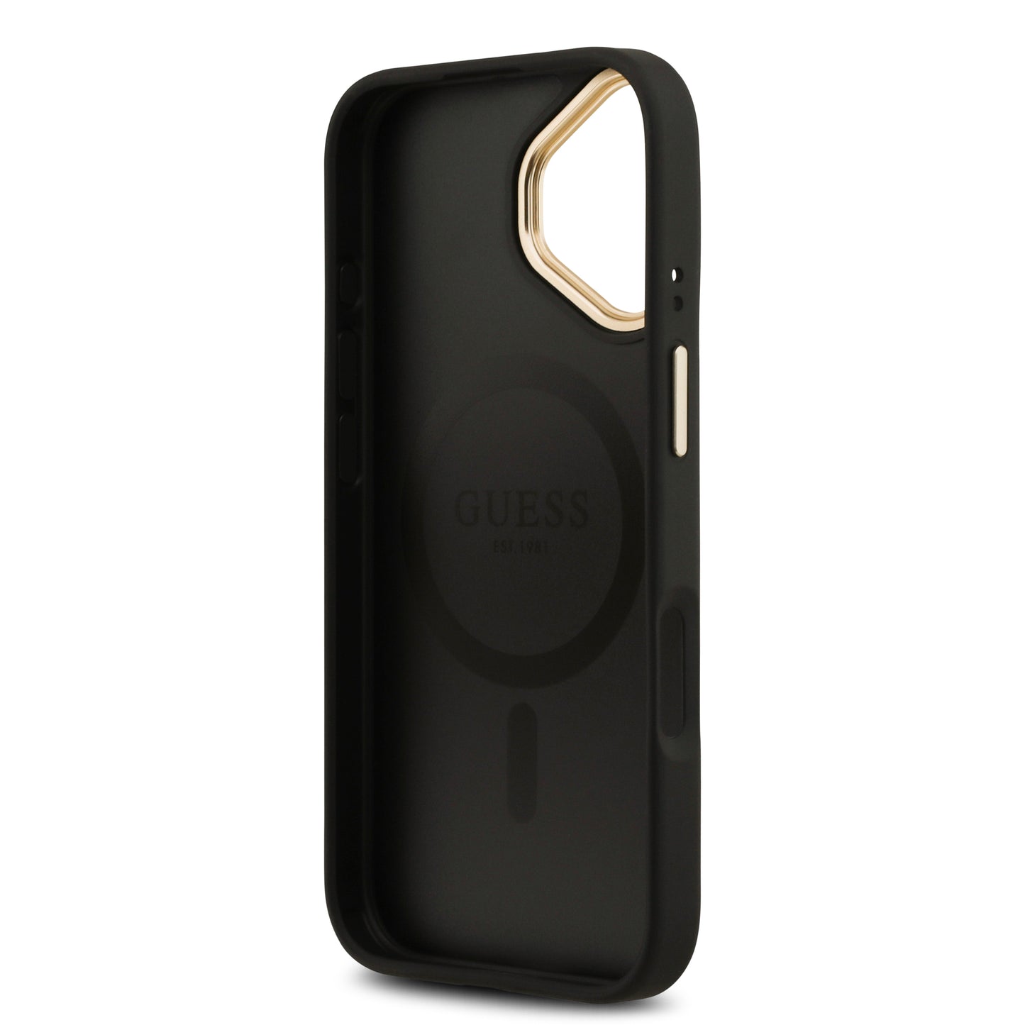 Funda Guess MagSafe de Piel Negra con Patrón 4G Classic para iPhone 17 | Case Original de Lujo