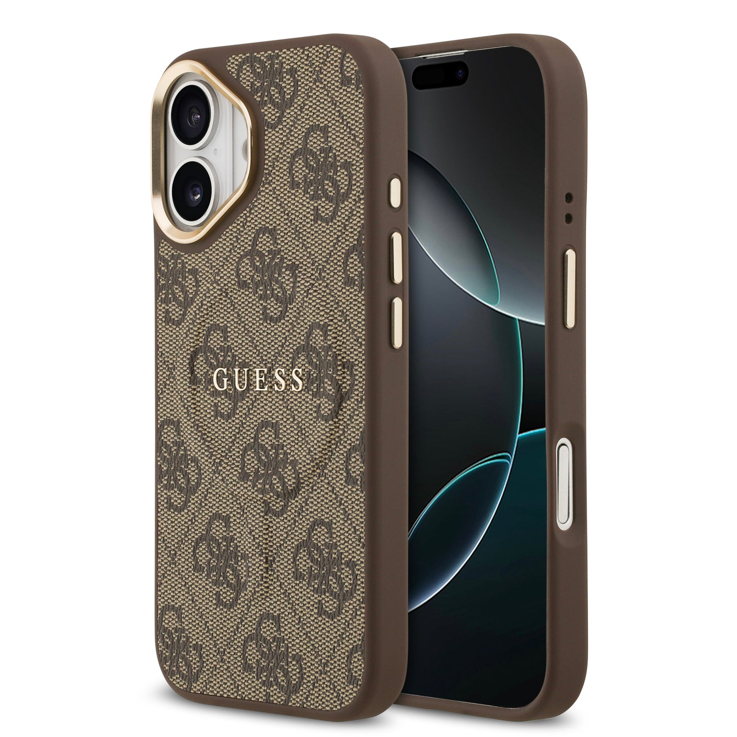 Funda Guess MagSafe de Piel Café con Patrón 4G Classic para iPhone 17 - Case Original de Lujo