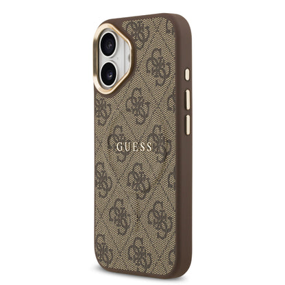 Funda Guess MagSafe de Piel Café con Patrón 4G Classic para iPhone 17 - Case Original de Lujo