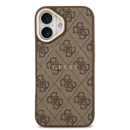 Funda Guess MagSafe de Piel Café con Patrón 4G Classic para iPhone 17 - Case Original de Lujo