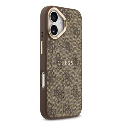 Funda Guess MagSafe de Piel Café con Patrón 4G Classic para iPhone 17 - Case Original de Lujo