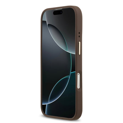 Funda Guess MagSafe de Piel Café con Patrón 4G Classic para iPhone 17 - Case Original de Lujo