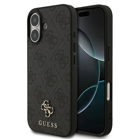 Funda Guess MagSafe de Piel Negra con Patrón 4G Small para iPhone 17 | Case Original de Lujo
