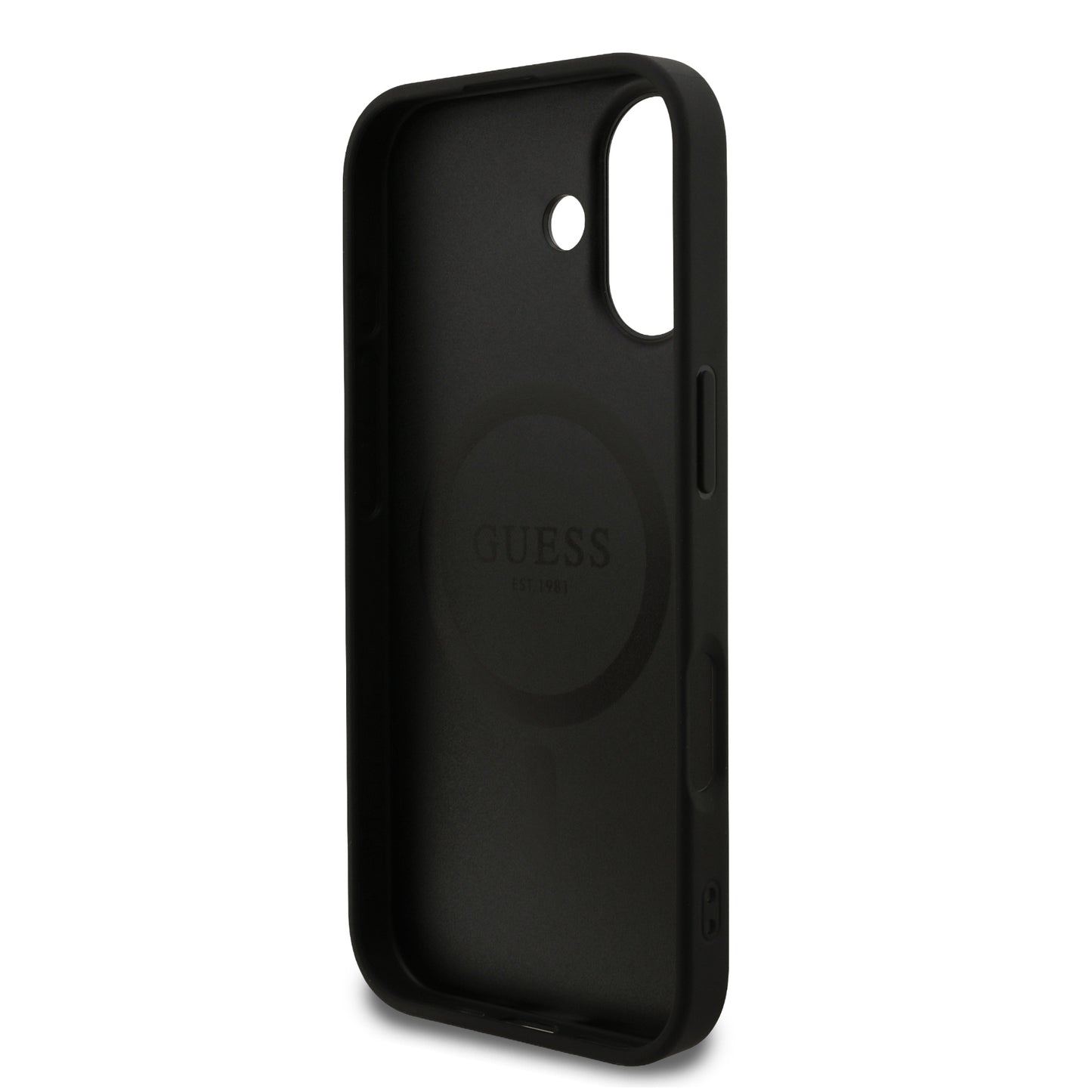 Funda Guess MagSafe de Piel Negra con Patrón 4G Small para iPhone 17 | Case Original de Lujo