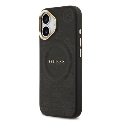 Funda Guess MagSafe Negra con Grabado de Peonías para iPhone 17 - Case Original de Lujo