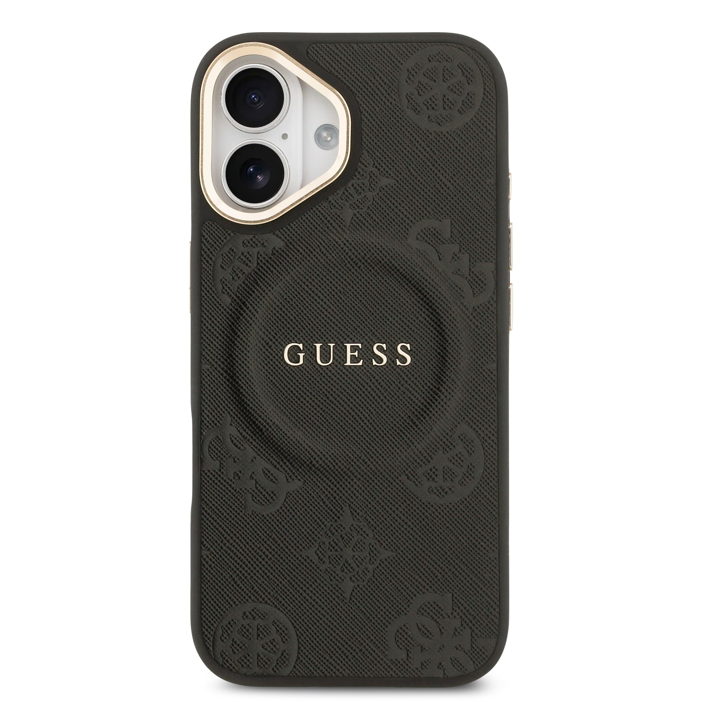 Funda Guess MagSafe Negra con Grabado de Peonías para iPhone 17 - Case Original de Lujo