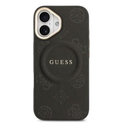Funda Guess MagSafe Negra con Grabado de Peonías para iPhone 17 - Case Original de Lujo