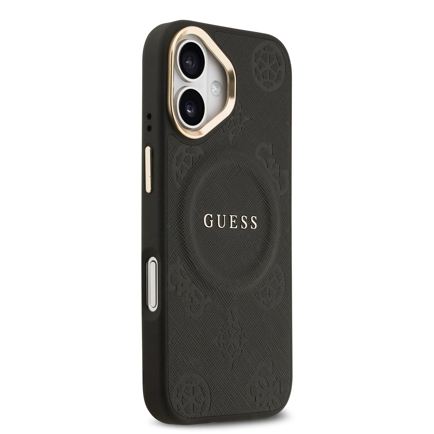 Funda Guess MagSafe Negra con Grabado de Peonías para iPhone 17 - Case Original de Lujo