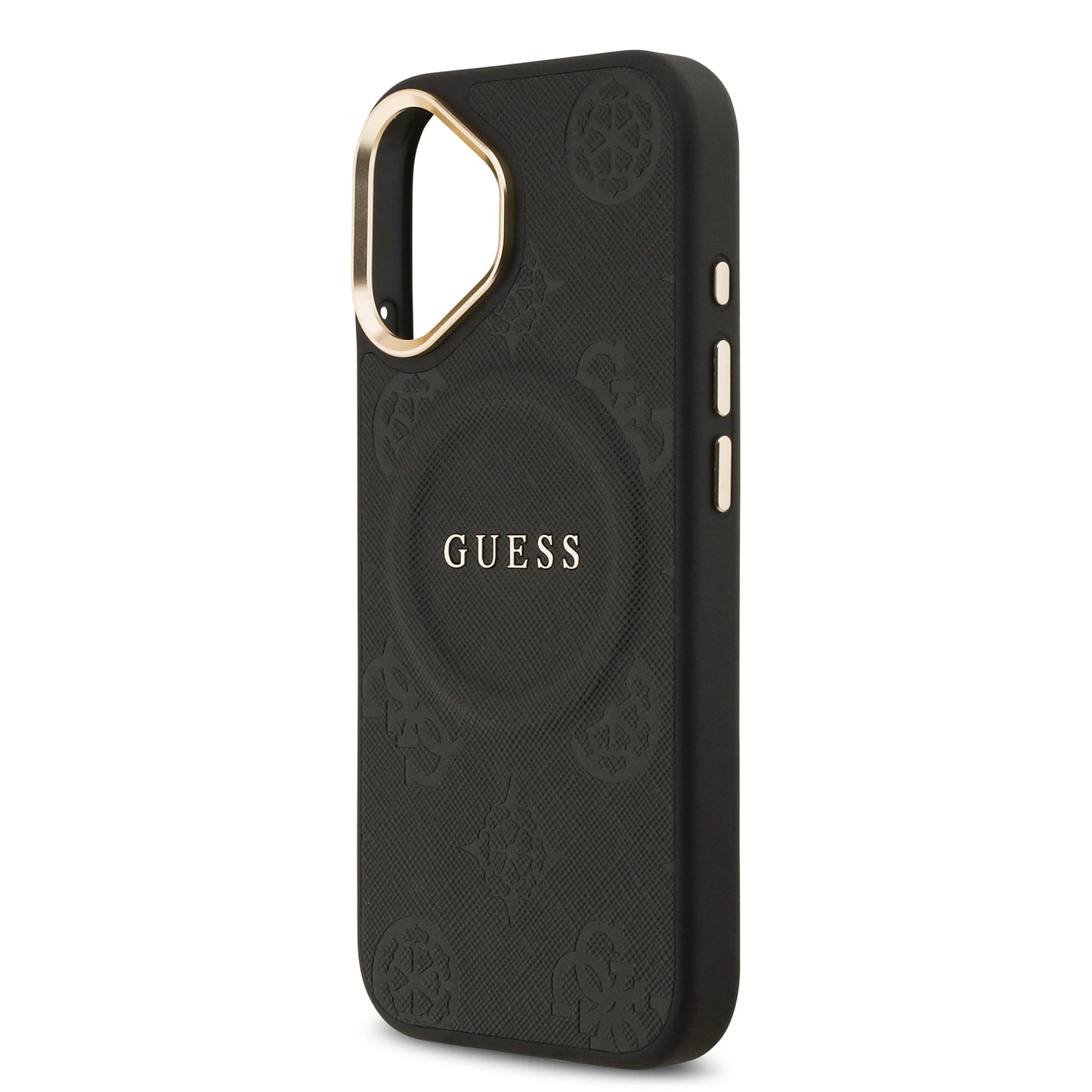 Funda Guess MagSafe Negra con Grabado de Peonías para iPhone 17 - Case Original de Lujo