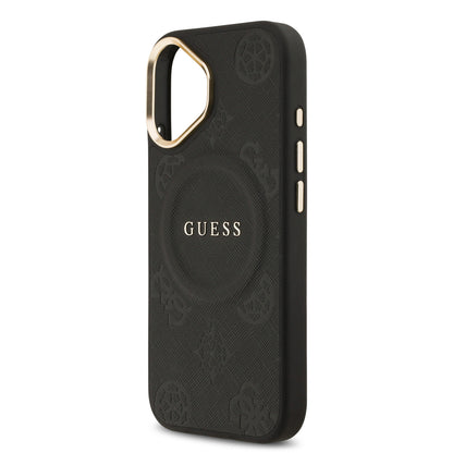 Funda Guess MagSafe Negra con Grabado de Peonías para iPhone 17 - Case Original de Lujo