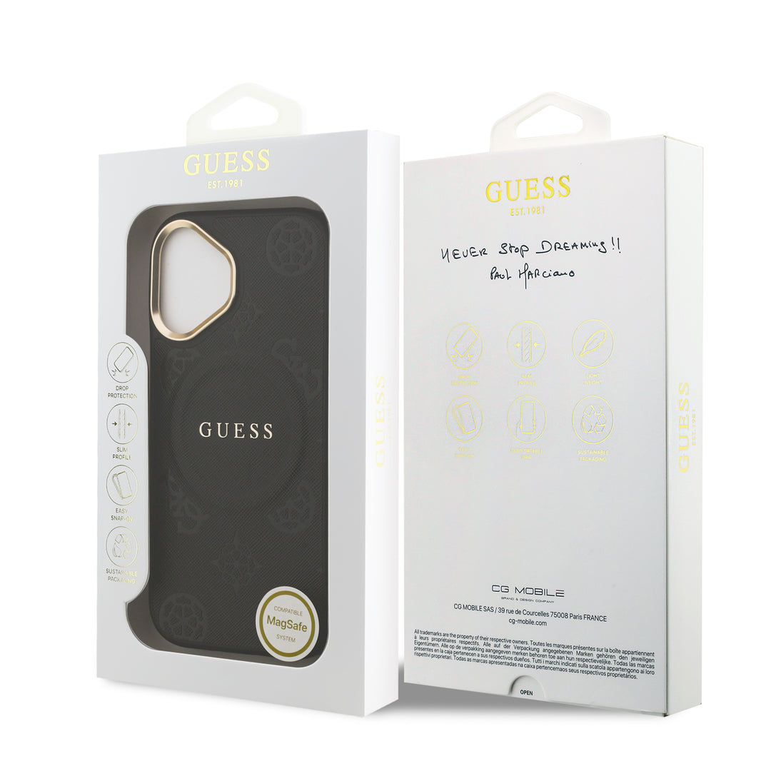 Funda Guess Original iPhone 17 MagSafe Peonías Negra