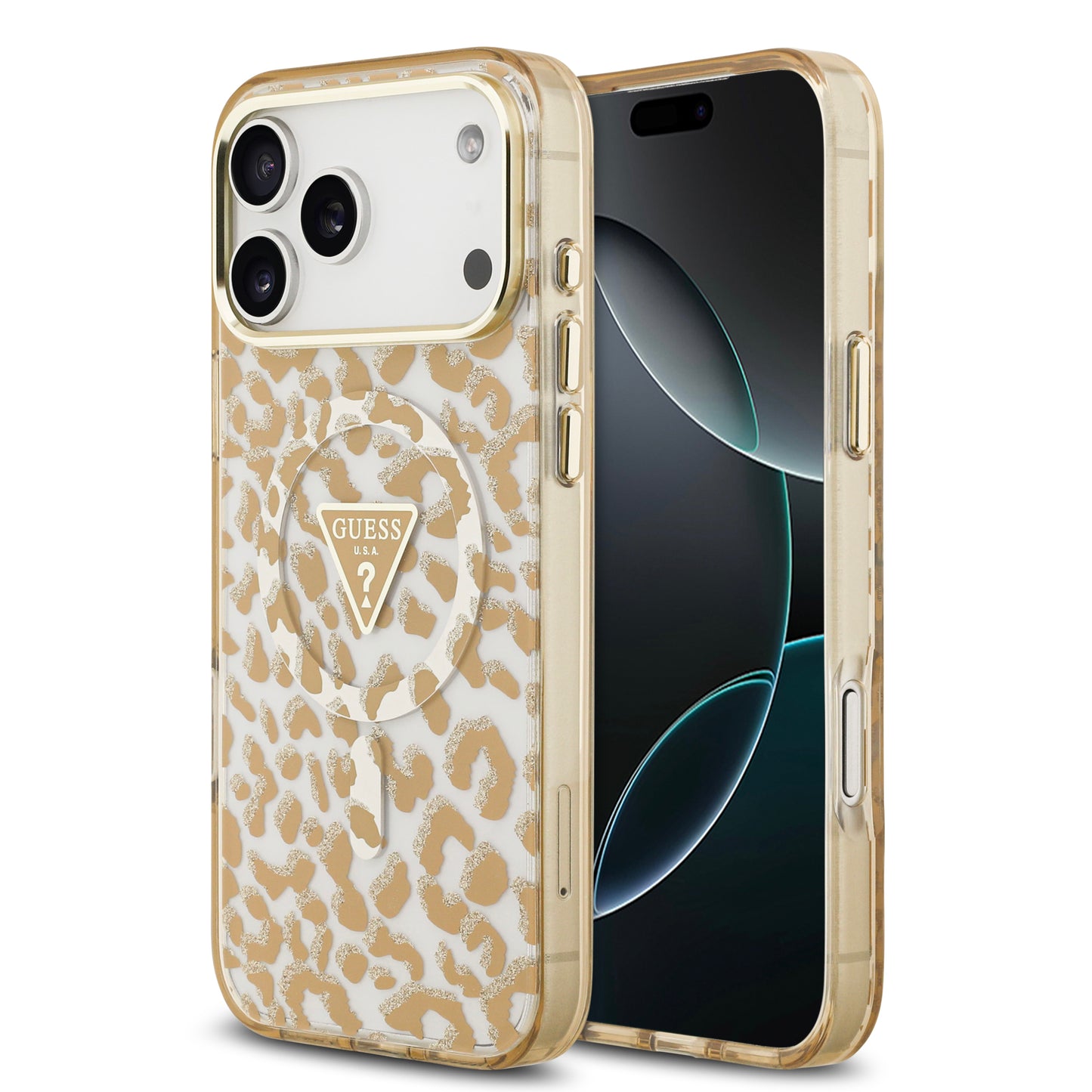 Case Guess Leopard Glitter Edition para iPhone 17 Pro Max