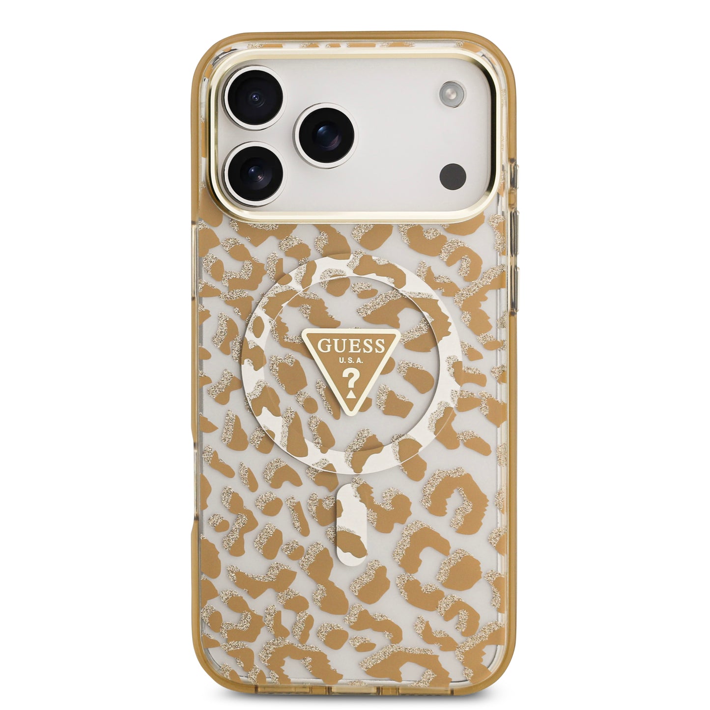 Case Guess Leopard Glitter Edition para iPhone 17 Pro Max