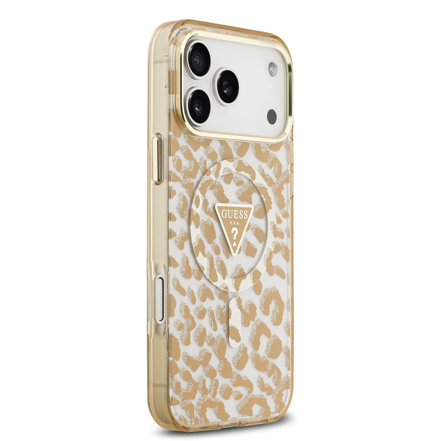 Case Guess Leopard Glitter Edition para iPhone 17 Pro Max