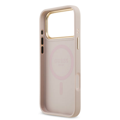 Funda Guess para iPhone 17 Pro Rosa – Diseño 4G Leather Metal Hardware