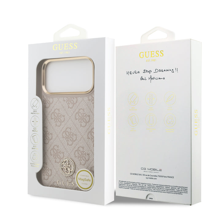Funda Guess Original iPhone 17/18 Pro 4G Piel Metal Rosa