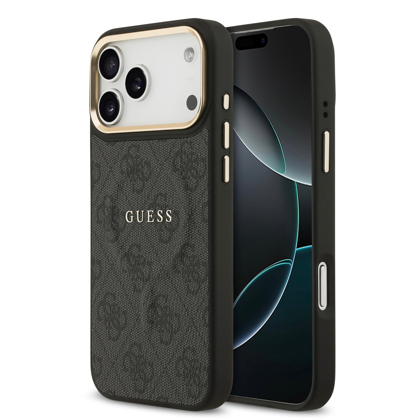 Funda Guess MagSafe de Piel Negra con Patrón 4G Classic para iPhone 17 Pro | Case Original de Lujo