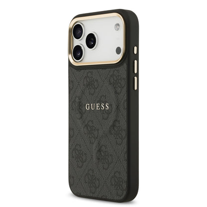 Funda Guess MagSafe de Piel Negra con Patrón 4G Classic para iPhone 17 Pro Max | Case Original de Lujo