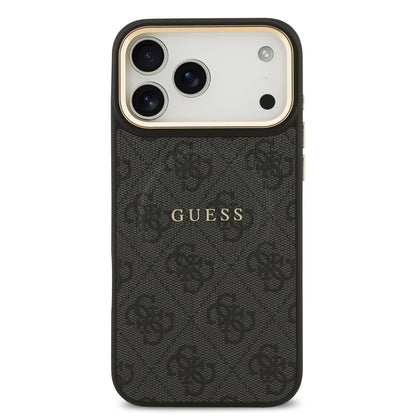 Funda Guess MagSafe de Piel Negra con Patrón 4G Classic para iPhone 17 Pro | Case Original de Lujo