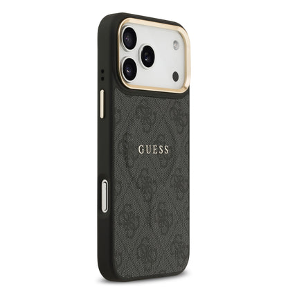 Funda Guess MagSafe de Piel Negra con Patrón 4G Classic para iPhone 17 Pro | Case Original de Lujo