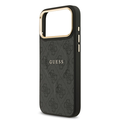 Funda Guess MagSafe de Piel Negra con Patrón 4G Classic para iPhone 17 Pro | Case Original de Lujo