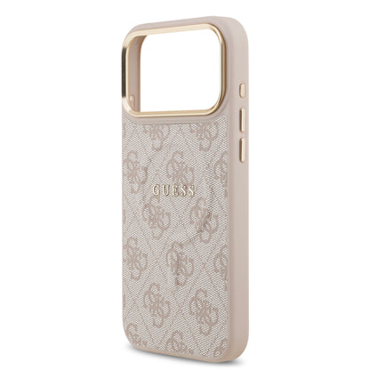 Funda Guess MagSafe de Piel Rosa con Patrón 4G Classic para iPhone 17 Pro Max | Case Original de Lujo