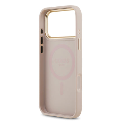 Funda Guess MagSafe de Piel Rosa con Patrón 4G Classic para iPhone 17 Pro Max | Case Original de Lujo