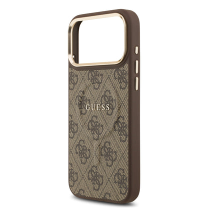 Funda Guess MagSafe de Piel Café con Patrón 4G Classic para iPhone 17 Pro Max | Case Original de Lujo