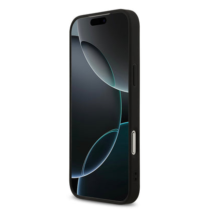 Funda Guess MagSafe de Piel Negra con Franjas y Logotipo 4G para iPhone 17 Pro Max - Case Original de Lujo