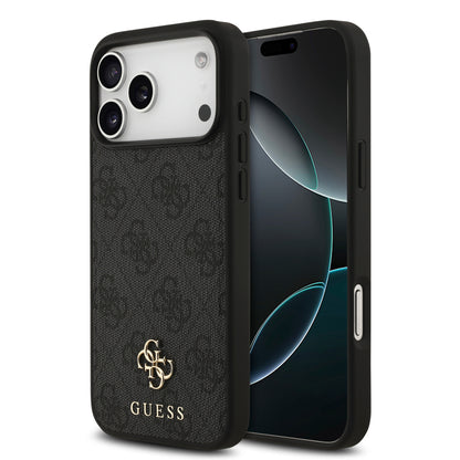 Funda Guess MagSafe de Piel Negra con Logotipos 4G Small para iPhone 17 Pro Max | Case Original de Lujo