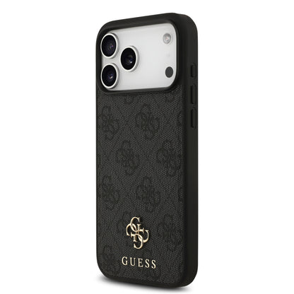 Funda Guess MagSafe de Piel Negra con Logotipos 4G Small para iPhone 17 Pro Max | Case Original de Lujo