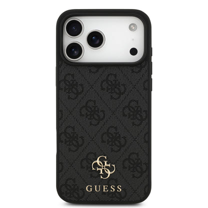 Funda Guess MagSafe de Piel Negra con Logotipos 4G Small para iPhone 17 Pro | Case Original de Lujo