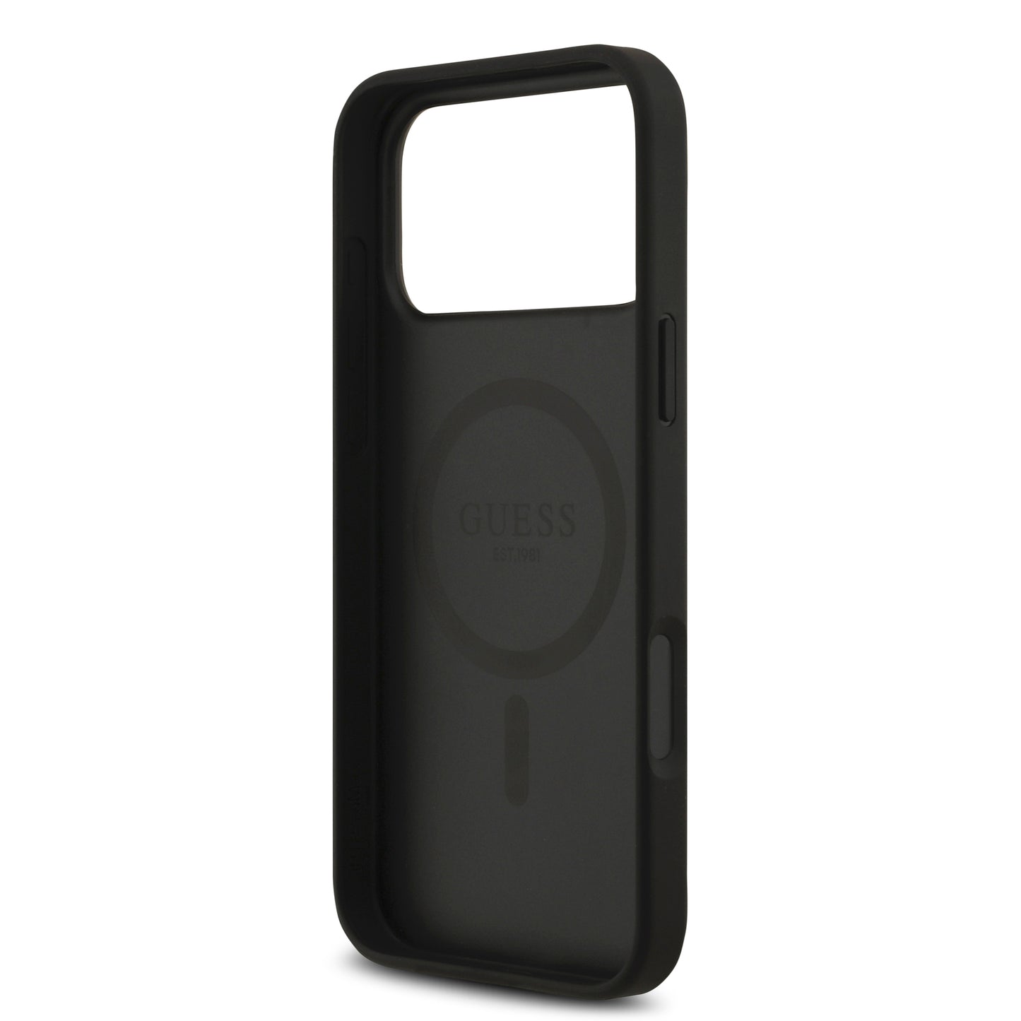 Funda Guess MagSafe de Piel Negra con Logotipos 4G Small para iPhone 17 Pro | Case Original de Lujo