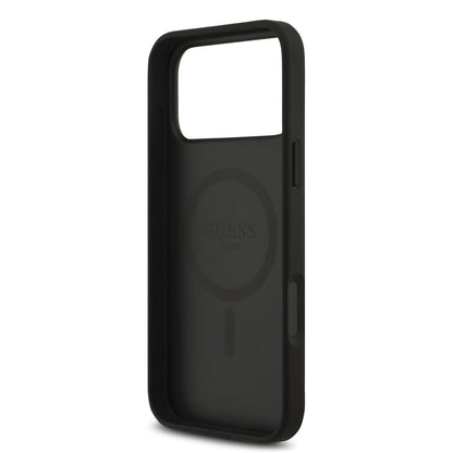 Funda Guess MagSafe de Piel Negra con Logotipos 4G Small para iPhone 17 Pro Max | Case Original de Lujo