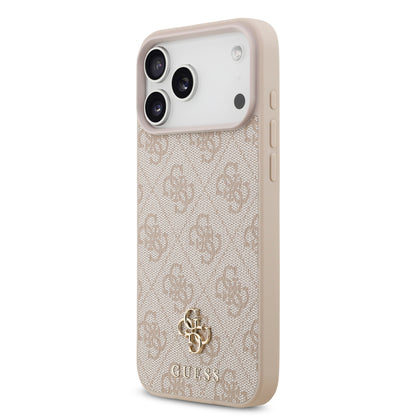 Funda Guess MagSafe de Piel Rosa con Logotipos 4G Small para iPhone 17 Pro | Case Original de Lujo