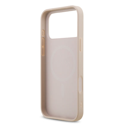 Funda Guess MagSafe de Piel Rosa con Logotipos 4G Small para iPhone 17 Pro | Case Original de Lujo