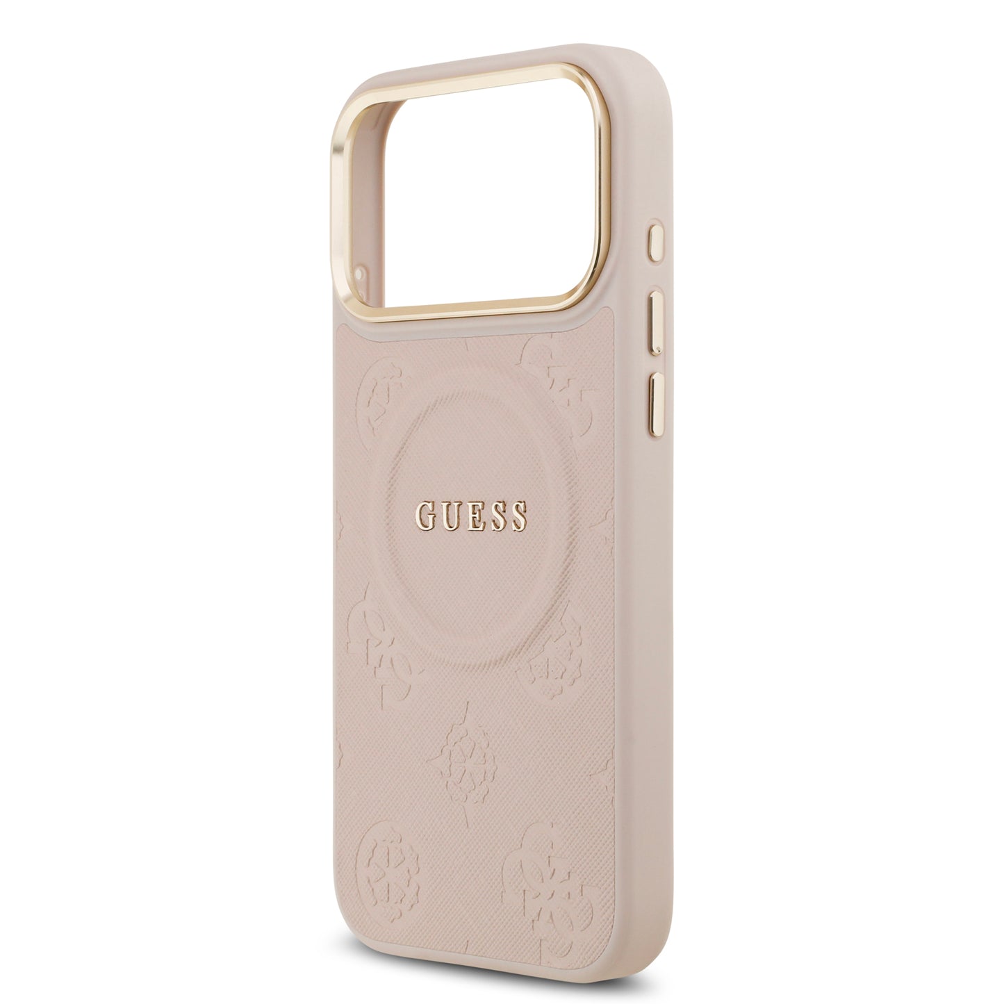 Funda Guess MagSafe de Piel con Peonías Grabadas para iPhone 17 Pro - Rosa | Case Original de Lujo